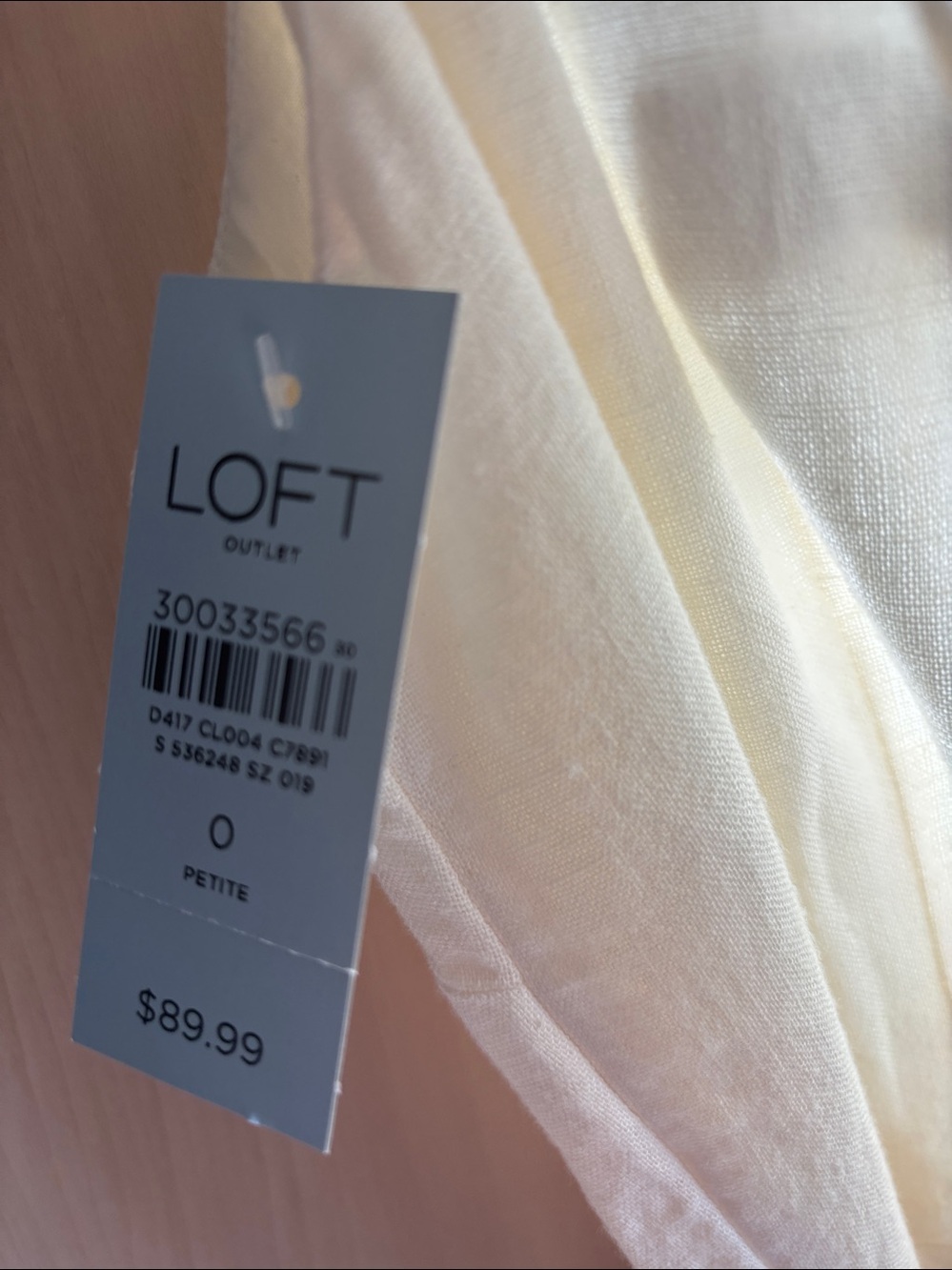 LOFT Cream Button-Front Linen Midi WIDE LEG JUMPSUIT Waist Tie NWT - Picture 8 of 9